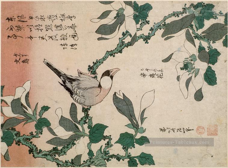 Moineau et Magnolia Katsushika Hokusai ukiyoe Peintures à l'huile